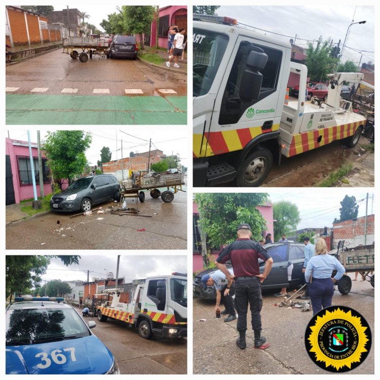 Un auto estacionado fue embestido por un carro a tracción a sangre