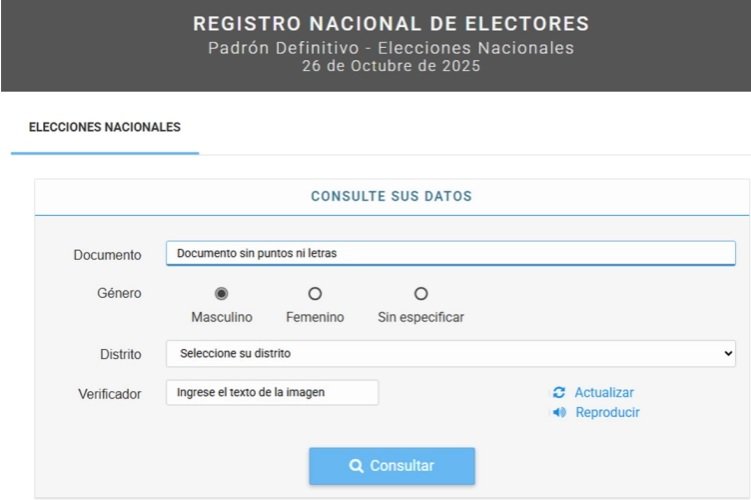 Elecciones 2025: cómo consultar el padrón electoral para saber dónde votar