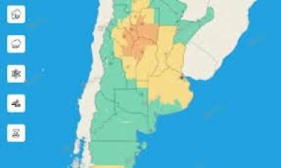 Hay alerta naranja y amarilla por tormentas y vientos en 19 provincias.