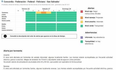 Emitieron alerta por tormentas fuertes para este sábado