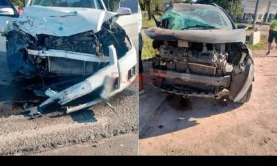 Fuerte choque de dos vehículos en ruta 18 dejó varios heridos, entre ellos tres menores