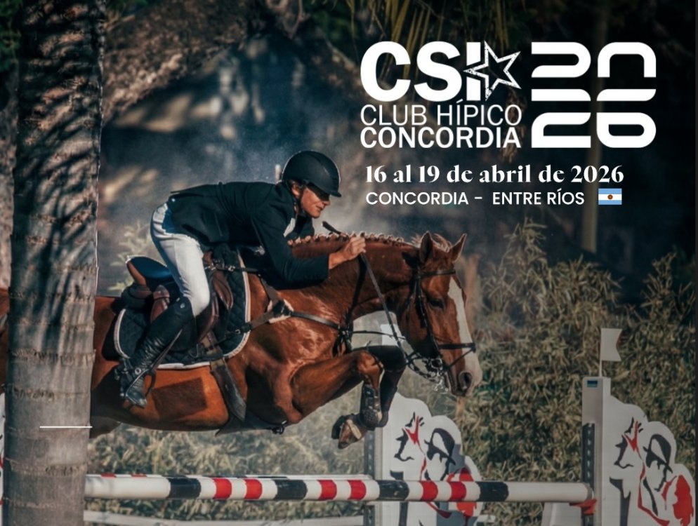 Concordia será escenario del CSI 1* más convocante de la temporada: del 16 al 19 de abril en el Club Hípico Concordia.