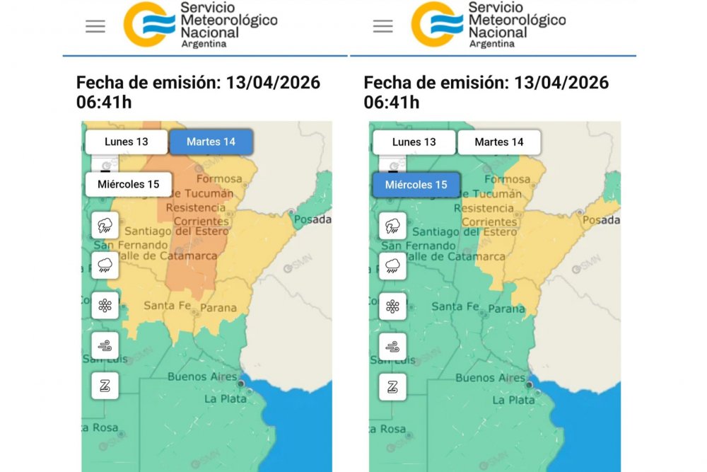 Emitieron una alerta amarilla por tormentas para este martes y miércoles en Entre Ríos