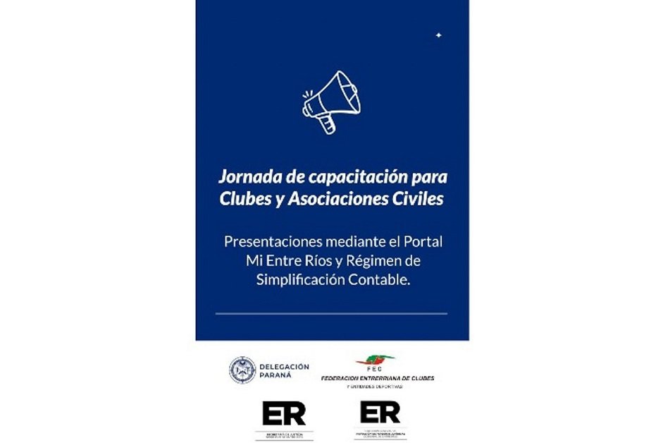 Se realizará una jornada de capacitación para la gestión de clubes y asociaciones civiles