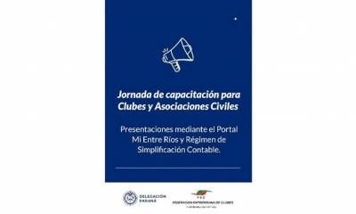 Se realizará una jornada de capacitación para la gestión de clubes y asociaciones civiles