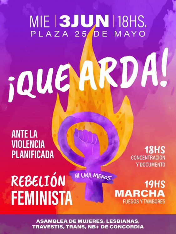 Concentración y marcha en Concordia por una nueva jornada de Ni Una Menos