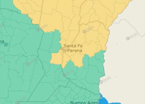 Emiten alerta por tormentas fuertes para este jueves en Concordia