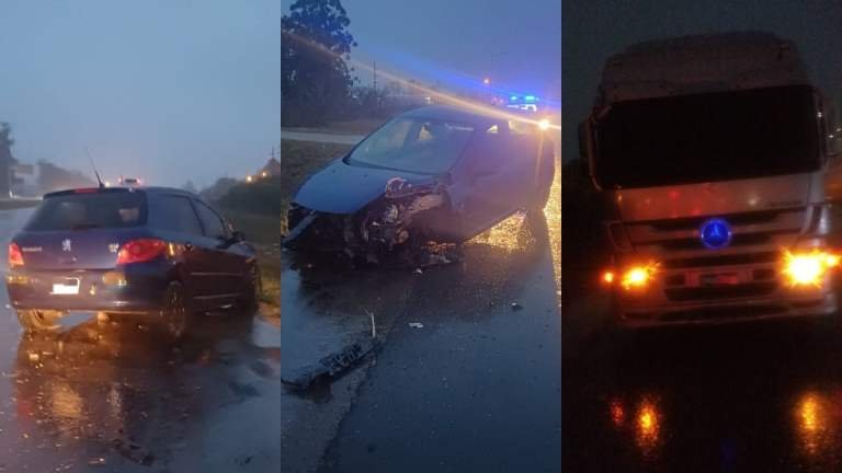 Ruta 14: un auto ingresó por un acceso no habilitado y chocó con un camión