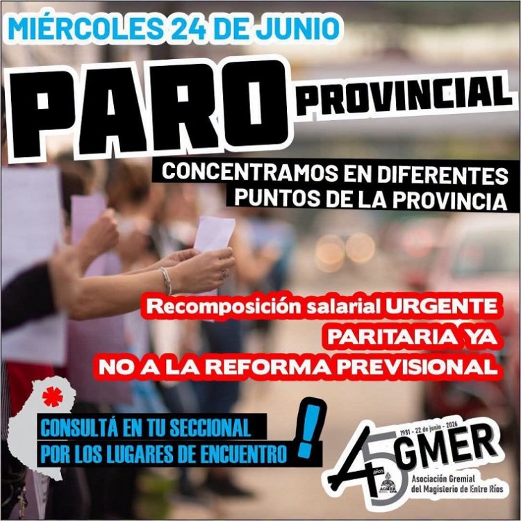Agmer convocó a un paro este miércoles