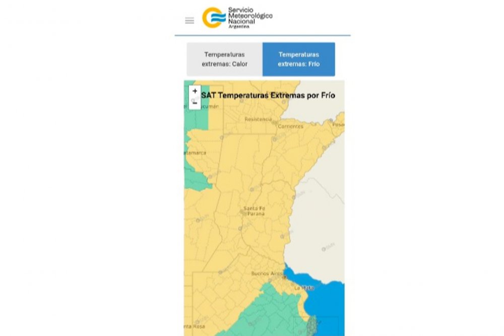 Alerta amarilla por bajas temperaturas en todo el territorio provincial