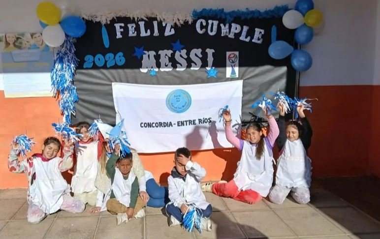 Escuela concordiense homenajeó a Lionel Messi en el día de su cumpleaños con un mensaje especial.