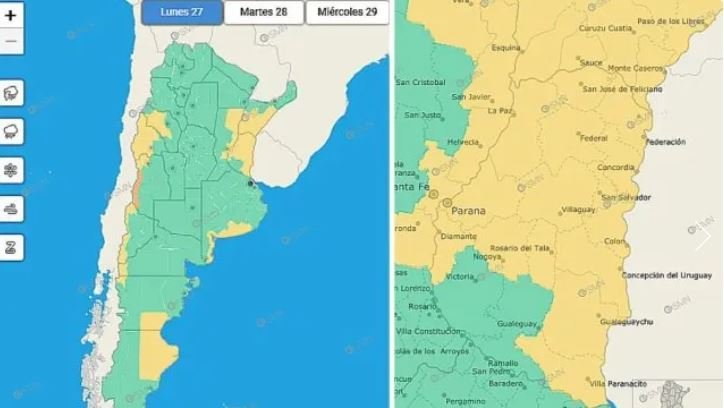 SMN emitió un alerta amarillo por tormentas para este lunes.