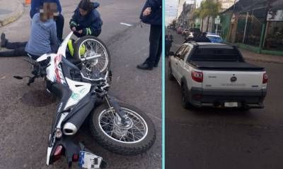 Accidente entre una motocicleta y una camioneta 