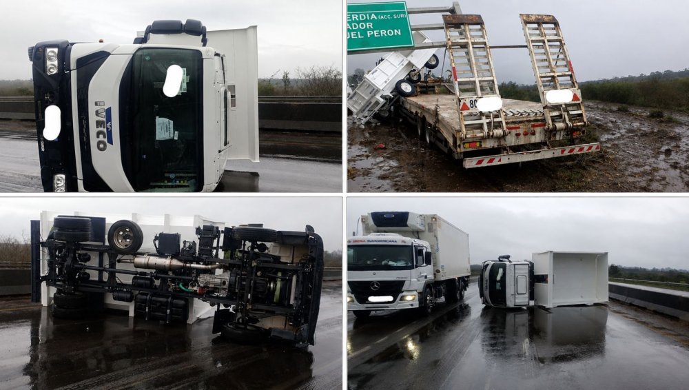 Despiste y vuelco de camión en la Autovía Gervasio Artigas: dos personas lesionadas