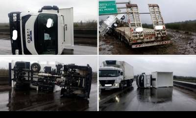 Despiste y vuelco de camión en la Autovía Gervasio Artigas: dos personas lesionadas