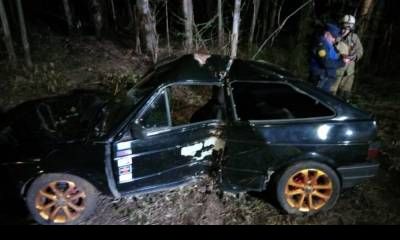 Un automóvil despistó y terminó contra los árboles en el perilago de Salto Grande.
