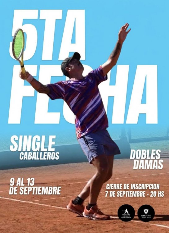 Se juega la quinta fecha del Circuito Abierto Concordia Tenis