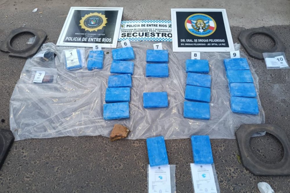 Importante golpe al narcotráfico: Incautaron más de 20 kilos de cocaína en el Puesto Caminero Paso Telégrafo