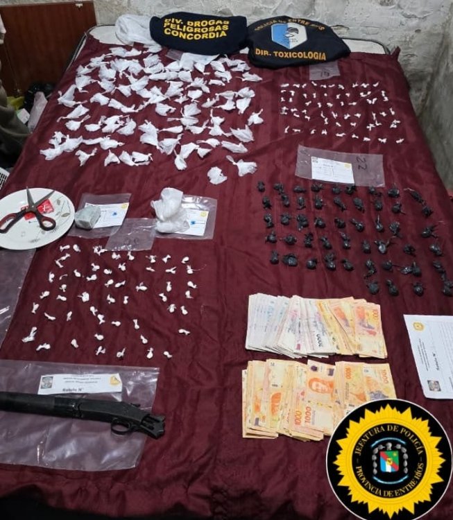 Allanamiento positivo: tres detenidos, secuestro de cocaína, marihuana y un arma de fuego