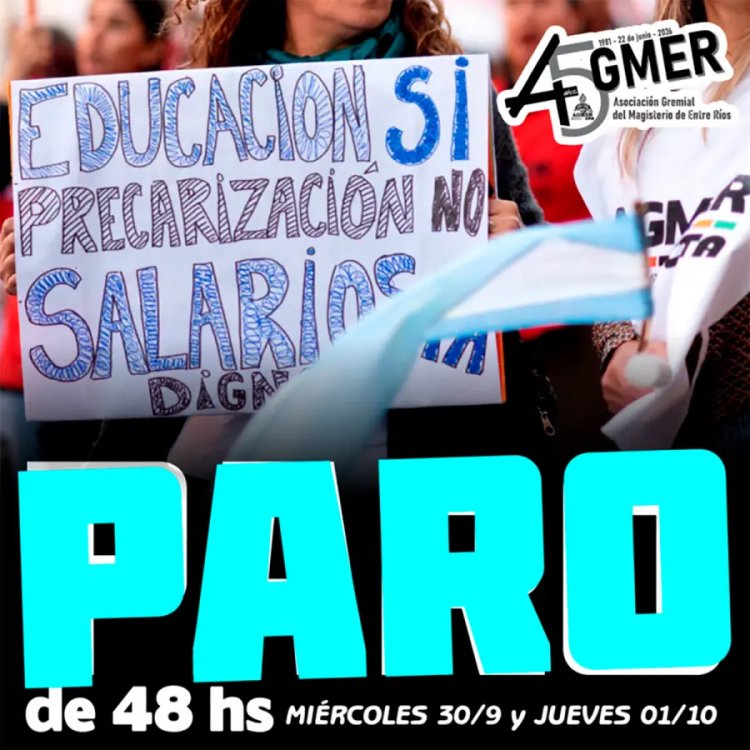 Tras rechazar la oferta salarial, AGMER confirmó un paro docente de 48 horas