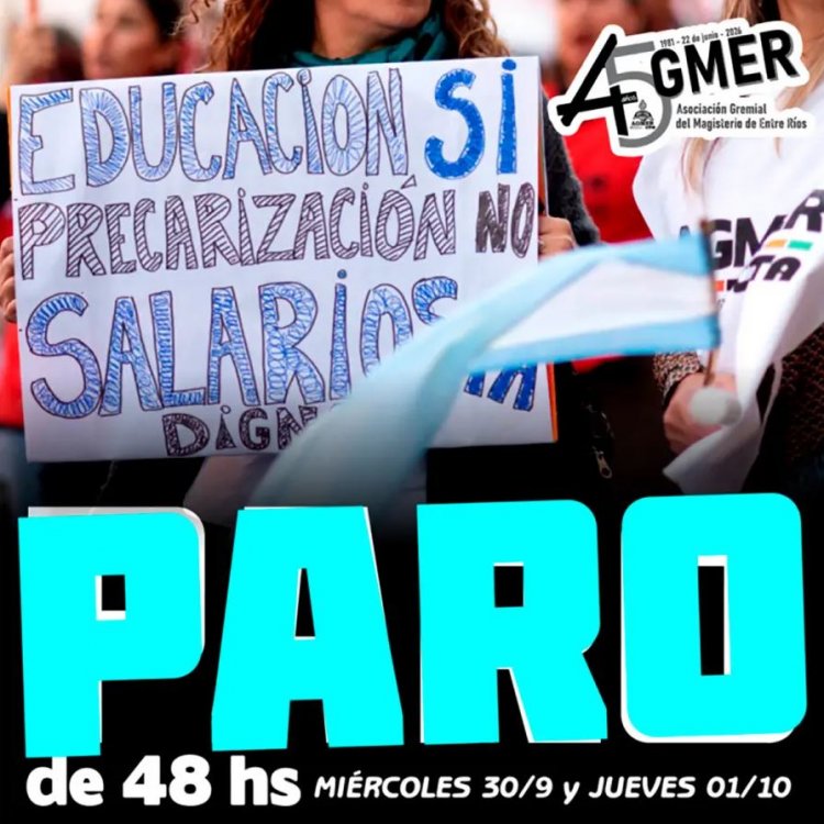 Tras rechazar la oferta salarial, AGMER confirmó un paro docente de 48 horas