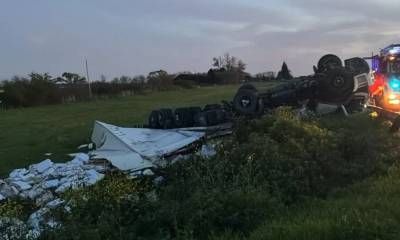 Saqueo masivo de pollos congelados tras el vuelco de un camión en la 14