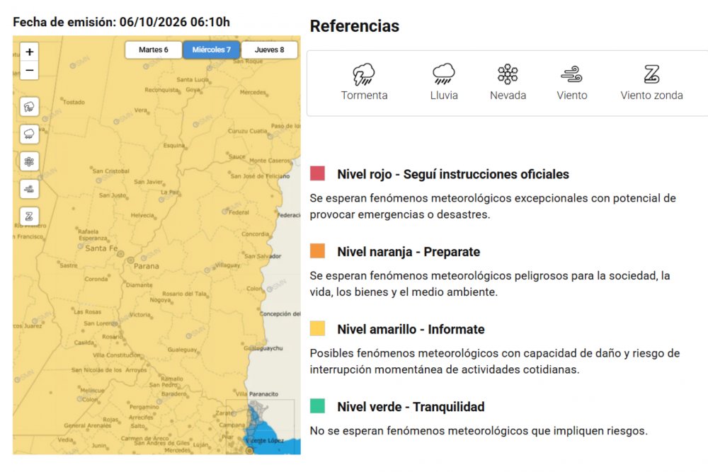Emiten un Alerta por tormentas para Entre Ríos
