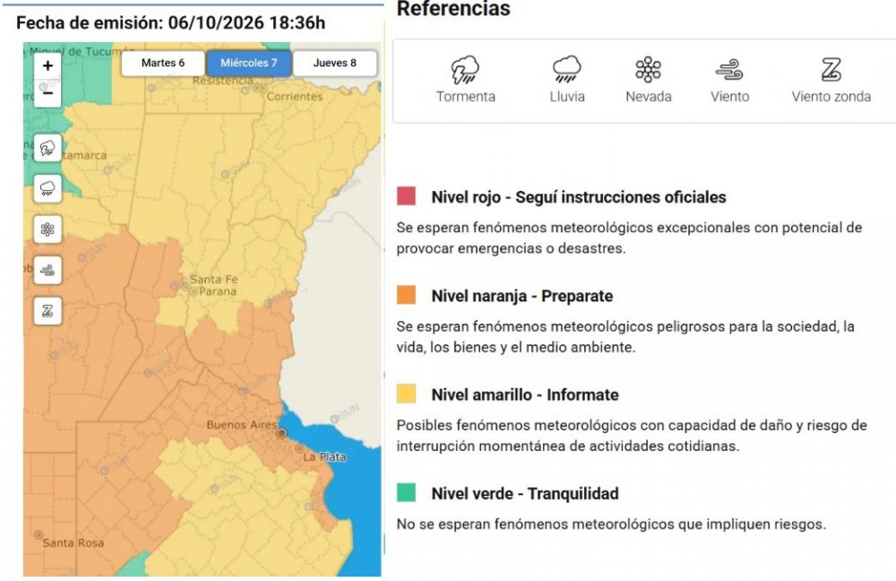 Actualizan el alerta Meteorológico para Entre Ríos